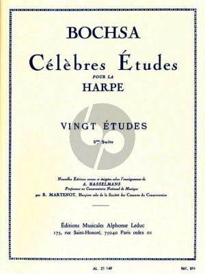 Bochsa 20 Etudes Vol.2 pour Harpe (Hasselmans) (Grade 5)
