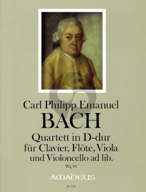 Bach Quartett D-dur WQ 94 Klavier-Flöte-Viola mit Vc. ad lib. (Part./Stimmen) (Peter Reidemeister)