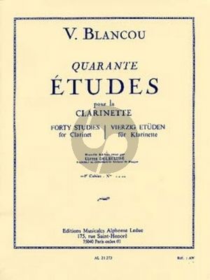 Blancou 40 Etudes Vol.1 Clarinette (Delecluse)