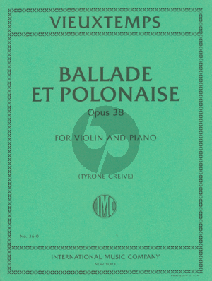 Vieuxtemps Ballade et Polonaise Op.38 Violin-Piano (Tyrone Greive)