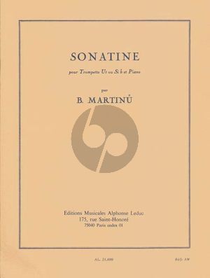 Martinu Sonatine Trompette [Bb/C] et Piano