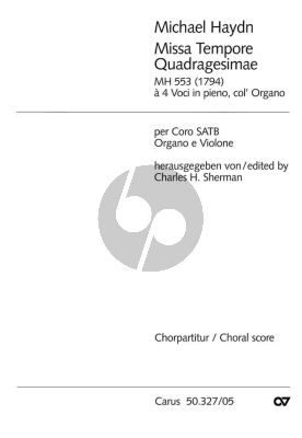 Haydn Missa Tempore Quadragesimae (MH 553) SATB and Organ and Violone Choral Score (edited by Charles H.Sherman)