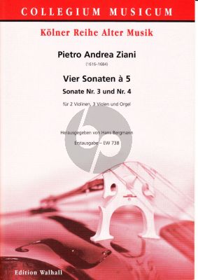 Ziani 4 Sonatas a 5 from Op.7 (No.3 - 4) (2 Vi.- 3 Va.-Organ) (First Edition edited by Hans Bergmann) (Score/Parts)