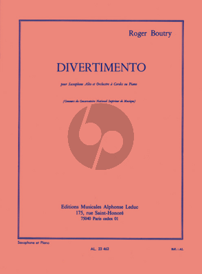 Boutry Divertimento (Alto Sax.-String Orch.) (piano red.)