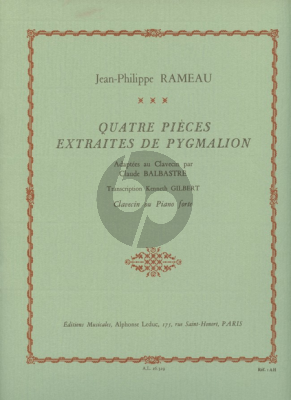 Rameau 4 Pieces (extraites de Pygmalion) (Claude Balbastre) Clavecin (transcr. Kenneth Gilbert)