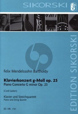 Mendelssohn Konzert-g-moll Op. 25 Klavier und Streichquartett (Part./Stimmen) (arr. Cord Garben)