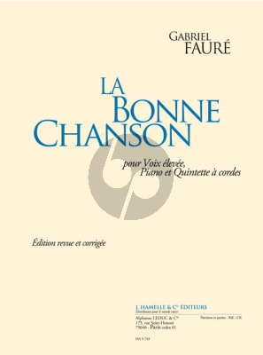 Faure La Bonne Chanson Op.61 for High Voice-Piano- String Quintet Score and Parts