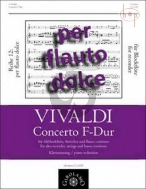 Concerto F-major RV 442 for Treble Recorder-Strings and Bc Edition for Treble Recorder and Piano