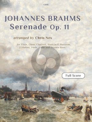 Brahms Serenade No.1 Op.11 in D-Major for Flute, Oboe, Clarinet in B flat & A, Horn in F, Bassoon, 2 Violins, Viola, Violoncello and Double Bass Full Score (Arranged by Chris Nex) (Grade 8)