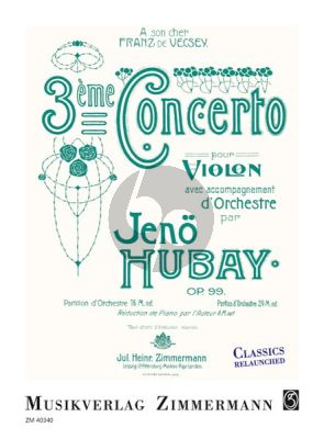 Hubay Concerto No.3 g-minor Op.99 (Violine-Orch.) (piano red.)