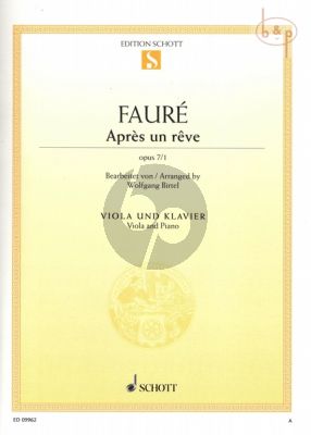 Faure  Apres un Reve Op.7 No.1 for Viola and Piano (arr. Wolfgang Birtel) (Schott)
