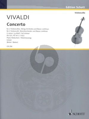 Vivaldi Concerto g-minor RV 531 (PV 411 /F.III/ 2) 2 Violonc.-String Orch.-Bc (piano reduction) (edited by Wolfgang Birtel)