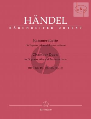 Kammerduette (Chamber Duets) (HWV 178 - 181 - 185 - 186 - 190 and 197) (Soprano-Alto with Bc)