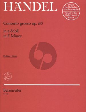 Handel Concerto Grosso e-minor Op. 6 No. 3 HWV 321 Score (ed. Adolf Hoffmann und Hans Ferdinand Redlich)