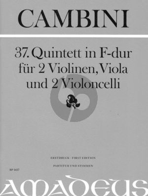 Cambini Quintet No.37 F-major 2 Vi.-Va.- 2 Vc. (Score/Parts) (edited by Yvonne Morgan)