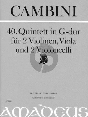 Cambini Quintet No.40 G-major 2 Vi.-Va.- 2 Vc. (Score/Parts) (edited by Yvonne Morgan)