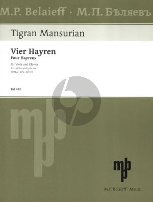 Mansurian Four Hayrens (1967 Revised 2010) Viola-Piano