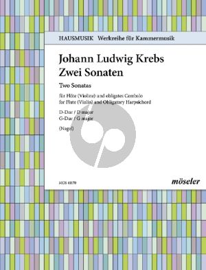 Krebs 2 Sonatas D major and G major Flute or Violin and Obligatory Harpsichord