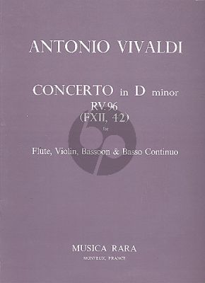 Vivaldi Concerto d-minor RV 96 Flute-Violin-Bassoon-Bc (Score/Parts)