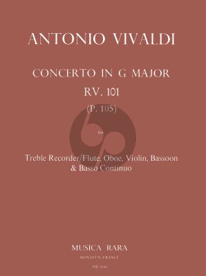 Vivaldi Concerto G-major RV 101 Treble Rec.-Oboe-Vi.- Bassoon-Bc (Score/Parts) (Block-Lasocki)