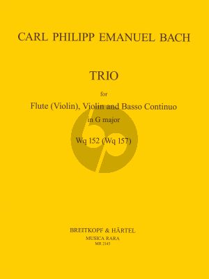 Bach Trio G-major (Wq.152/H.581) Flute[Vi.]-Violin-Bc (edited by C.Hill)