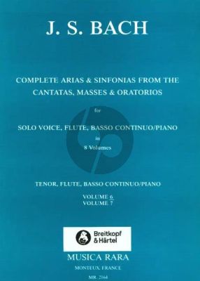 Bach Complete Arias & Sinfonias from Cantatas- Masses-Oratorios Vol.6 Tenor-Flute and Bc (Score/Parts) (edited by Sven Hansell and Richard Hervig)