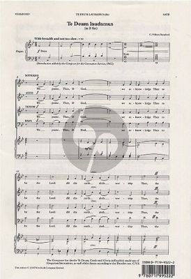 Stanford Te Deum Laudamus B-flat SATB and Organ