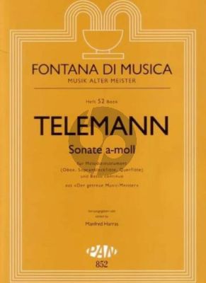 Telemann Sonate a-moll Melodieinstrument (Oboe, Sopranblockflöte, Violine, Querflöte) und B. c. (Manfred Harras)
