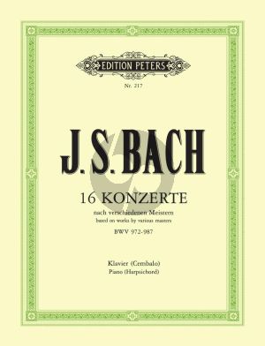 Bach 16 Konzerte nach verschiedenen Meistern BWV 972 - 987 Cembalo (Czerny - Griepenkerl - Roitzsch)