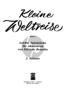 Benedix Kleine Weltreise Vol.1 Akkordeon 2e Stimme (Dies ist die zweite Stimme zu 'Kleine Weltreise Band 1)