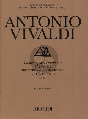 Vivaldi Laudate Pueri Dominum RV 600 (Salmo 112) Soprano- 2 Violins-Viola-Basso (Score)