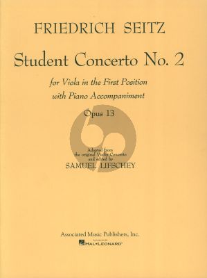 Seitz Concerto No.2 Op.13 for Viola in first position and Piano (ar. Samuel Lifschey)