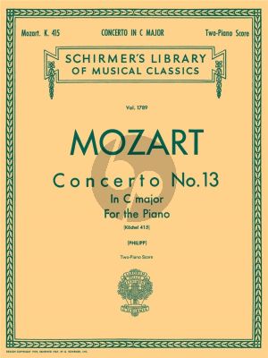 Mozart Concerto C-major KV 415 for Piano and Orchestra Reduction for 2 Piano's (Philipp) (Schirmer)