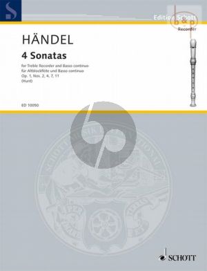 Handel 4 Sonatas Treble Recorder and Bc (edited by Edgar Hunt)