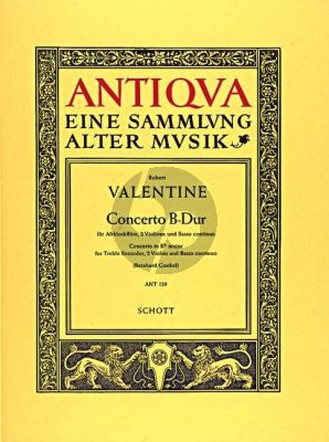 Valentine Concerto B-dur Altblockflöte-2 Violinen und Bc (Part./Stimmen) (Reinhard Goebel)