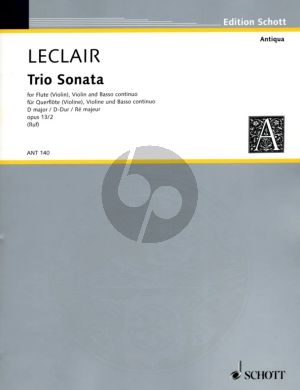 Leclair Triosonate D dur Op.13 No.2 fur Flote, Violine und Bc (Herausgeber Hugo Ruf)