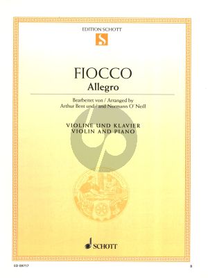 Fiocco Allegro Violin-Piano (Editors Arthur Bent and Normann O'Neill)