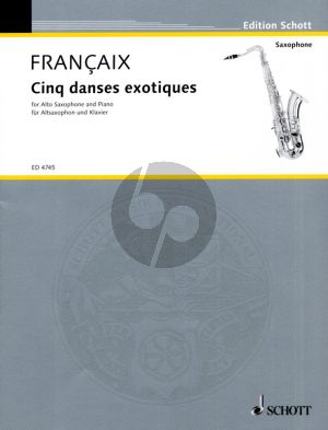 Francaix 5 Danses Exotiques pour Saxophone Alto et Piano