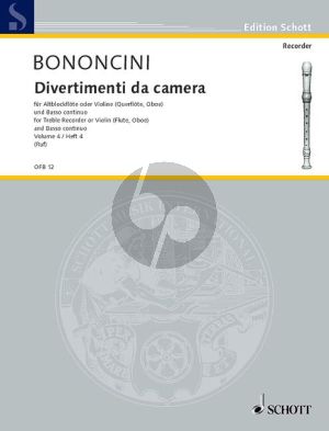 Bononcini Divertimenti da Camera Vol.4 Treble Rec.[Fl./Ob./Vi.] (Violonc.) [Viola da Gamba ad lib.) mit Bc (Hugo Ruf)