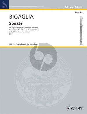 Bigaglia Sonate a-moll Sopranblockflöte und Bc (Hugo Ruf)