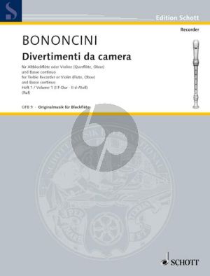 Bononcini Divertimenti da Camera Vol.1 Treble Rec.[Fl./Ob./Vi.]) (Violonc.[Viola da Gamba] ad lib.) mit Bc (Hugo Ruf)