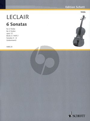 Leclair 6 Sonaten Op.12 Vol.2 (No.4 - 6 ) 2 Violas (Spielpartitur) (Herausgegeben von Walter Lebermann)