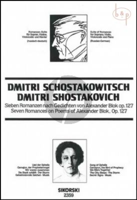 Shostakovich 7 Romances on Poems of Alexander Blok Op.127 (Soprano-Vi.-Vc.-Piano) (Russian-German)