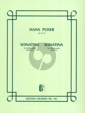 Poser Sonatina Op.36 No.2 fur Altblockflote und Klavier
