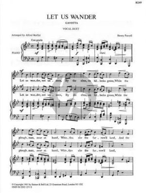 Purcell Let us Wander for 2 Voices and Piano (edited by Alfed Moffat)
