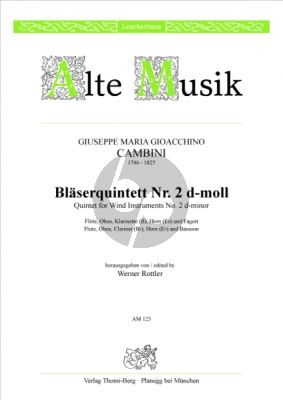 Cambini Quintett No.2 d-moll für Flöte, Oboe, Klarinette (B), Horn (Es) und Fagott (Stimmen) (Udo Sirker)