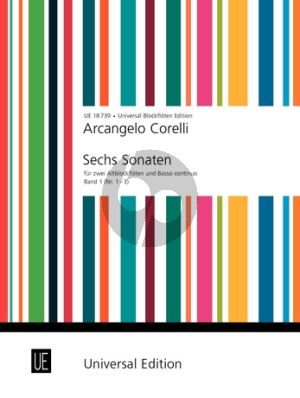 Corelli 6 Sonaten Vol.1 2 Altblockflöten-Bc