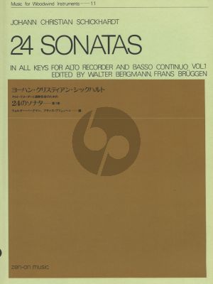 Schickhardt 24 Sonatas Vol.1 for Alto Recorder and Basso Continuo (Edited by Walter Bergmann, Frans Brüggen)