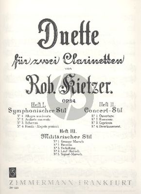 Kietzer Duette Op.94 Vol.1 Sinfonischer Stil 2 Klarinetten