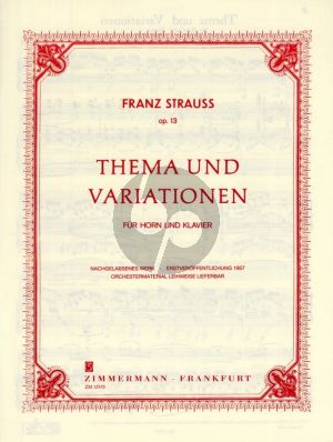 Strauss Thema und Variationen Op.13 fur Horn und Klavier